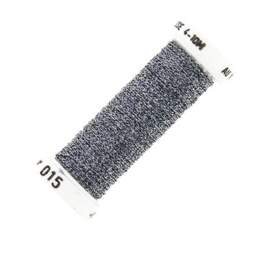 Fil à broder métallisé tressé 4 Au ver à soie pour broderie Gris Bleu (015) x10m