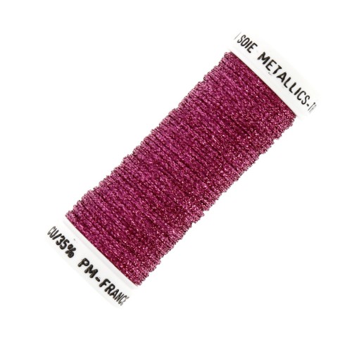Fil à broder métallisé tressé 16 Au ver à soie pour broderie -Fuchsia (024) x10m