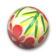 Perle ronde en bois 19 mm Ecru/Vert x1