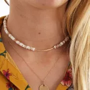 Perles rondelles Heishi nacre teintée 6 mm - Rose x39cm