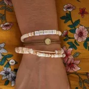 Perles rondelles Heishi nacre teintée 6 mm Bleu x38cm