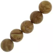 Perles rondes en pierre gemme 8 mm - Jaspe bois x10
