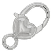 Fermoir mousqueton coeur 27 mm - Rhodié x1|raw }}