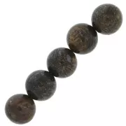 Perles rondes 6 mm pierre gemme Bronzite x15
