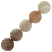 Perles rondes en pierre gemme 10 mm - Pierre de lune Mix Rose x5