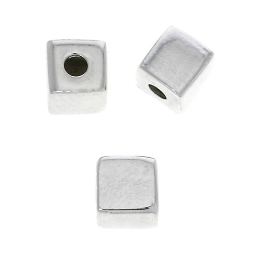 Perle Cube 4 mm en Argent 925 pour créations de bijoux fantaisie x1