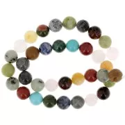 Mix de Perles rondes 10 mm en pierres gemmes teintées x37cm