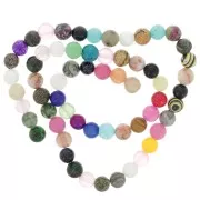 Assortiment de Perles rondes 6 mm en pierre gemmes x37cm