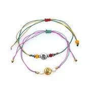 Perle ronde plate en métal 8 mm - Signe du zodiaque Poisson - Argenté vieilli x1