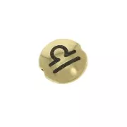 Perle ronde plate en métal 8 mm - Signe du zodiaque Balance - Doré x1