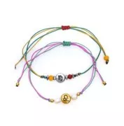 Perle ronde plate en métal 8 mm - Signe du zodiaque Cancer - Doré x1