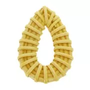 Pendentif goutte en bois tressé 45x35 mm - Jaune effet nacré x1