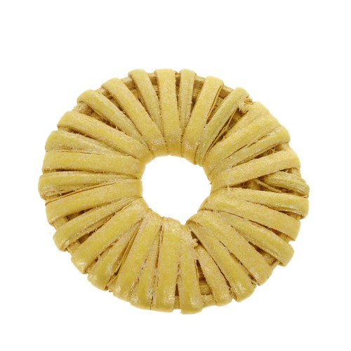Pendentif rond - anneau en bois tressé 40 mm - Jaune effet nacré x1