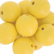 Perles rondes en bois 15 mm Jaune x5|raw }}
