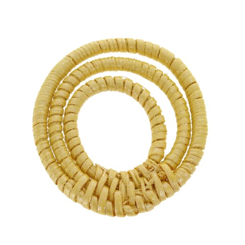Pendentif 3 anneaux en bois tressé 42 mm - Jaune effet nacré x1