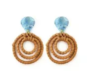 Pendentif 3 anneaux en bois tressé 42 mm - Jaune effet nacré x1