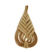 Pendentif goutte en bois tressé 47x23 mm - Naturel x1