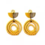 Pendentif goutte en bois tressé 47x23 mm - Veraman effet nacré x1