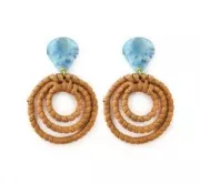 Pendentif goutte en bois tressé 47x23 mm - Jaune effet nacré x1