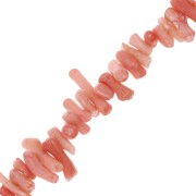 Perles irrégulières Chips en bambou de mer 6-15 mm teintées corail rose x40 cm|raw }}