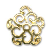 Coupelles motif fleur 15 mm doré à l'or fin x4|raw }}