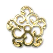 Coupelles motif fleur 15 mm doré à l'or fin x4