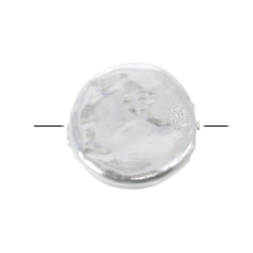 Perle palet rond - 12 mm - imitation perle d'eau douce - Blanc x1