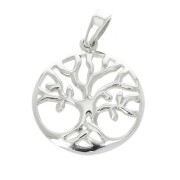 Pendentif rond 21x18 mm motif arbre de vie ajouré  avec anneau fermé Argent 925 x1