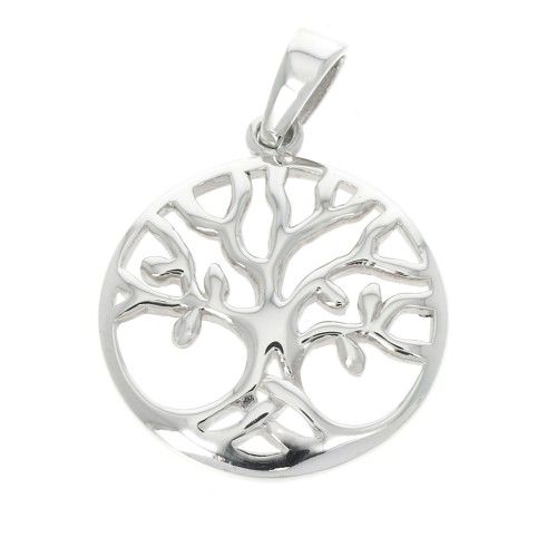 Pendentif rond 21x18 mm motif arbre de vie ajouré avec anneau fermé Argent 925 x1