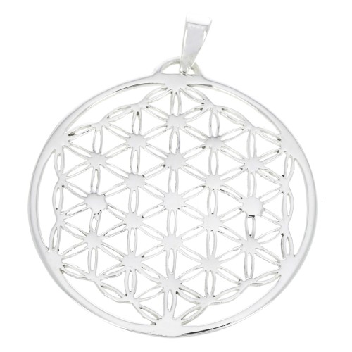 Pendentif rond 34.5x32mm motif fleur de vie ajouré avec anneau fermé Argent 925 x1