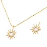 Breloque soleil avec  Oxydes de Zirconium16x11 mm - Doré - Crystal x1