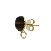 Clous d'oreilles cabochon à fond plat 8 mm - anneau ouvert - Doré à l'or fin x2