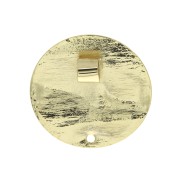 Pendentif disque martelé 25 mm avec un trou - Doré à l'or fin x1