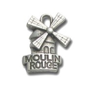 Breloque Moulin Rouge 20 mm Placage Argent fin vieilli x1|raw }}