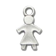 Breloque girl 20 mm Placage Argent fin vieilli x1|raw }}