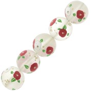 Perle japonaise Tensha en résine - Decal Miyuki 12 mm - Transparent - Rouge x1|raw }}