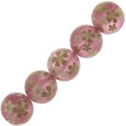 Perle japonaise Tensha en résine - Decal Miyuki 12 mm - Rose transparent - Doré x1|raw }}