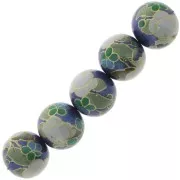 Perle japonaise Tensha en résine - Decal Miyuki 14 mm - Bleu - Vert - Doré x1