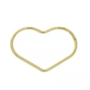 Anneau fermé coeur 24 mm en Argent 925 Doré à l'or fin x1