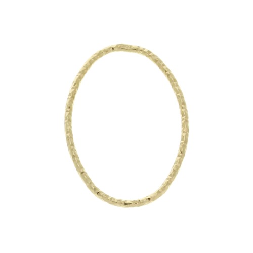 Anneau fermé ovale diamanté 20x14 mm en Argent 925 Doré à l'or fin x1