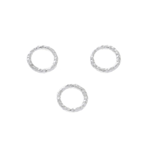 Anneaux fermés ronds diamantés 5.5 mm en Argent 925 x10