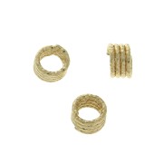 Anneau imitation barbelé diamanté 6x3.8 mm en Argent 925 Doré à l'or fin x1