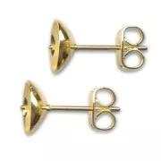 Clous d'oreilles pour semi-percée 6 mm Doré à l'or fin x2
