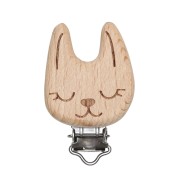 Clip amovible attache sucette - tétine 54x35 mm en bois - Lapin - Naturel x1|raw }}