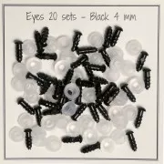 Yeux de sécurité en plastique - pour peluche et amigurumi - 4 mm - Noir x20 paires