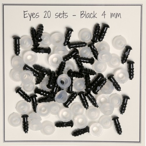 Yeux de sécurité en plastique - pour peluche et amigurumi - 4 mm - Noir x20 paires
