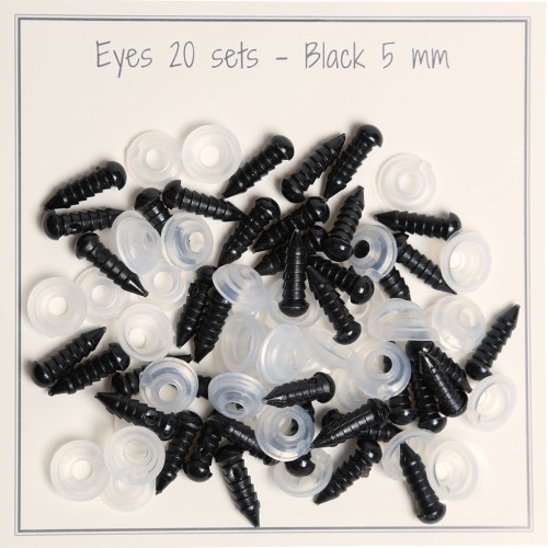 Yeux de sécurité en plastique - pour peluche et amigurumi - 5 mm - Noir x20 paires
