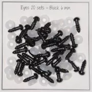 Yeux de sécurité en plastique - pour peluche et amigurumi - 6 mm - Noir x20 paires