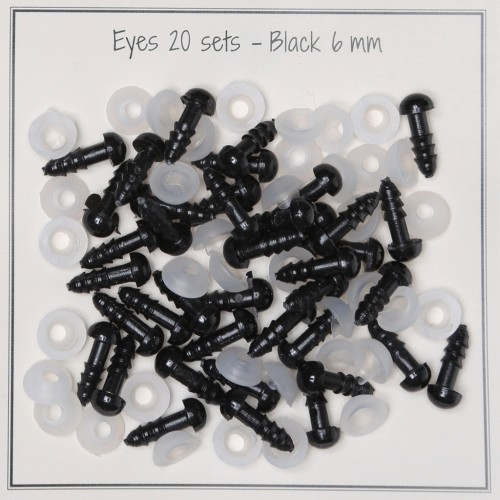 Yeux de sécurité en plastique - pour peluche et amigurumi - 6 mm - Noir x20 paires