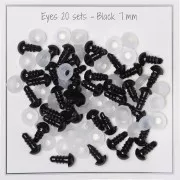 Yeux de sécurité en plastique - pour peluche et amigurumi - 7 mm - Noir x20 paires